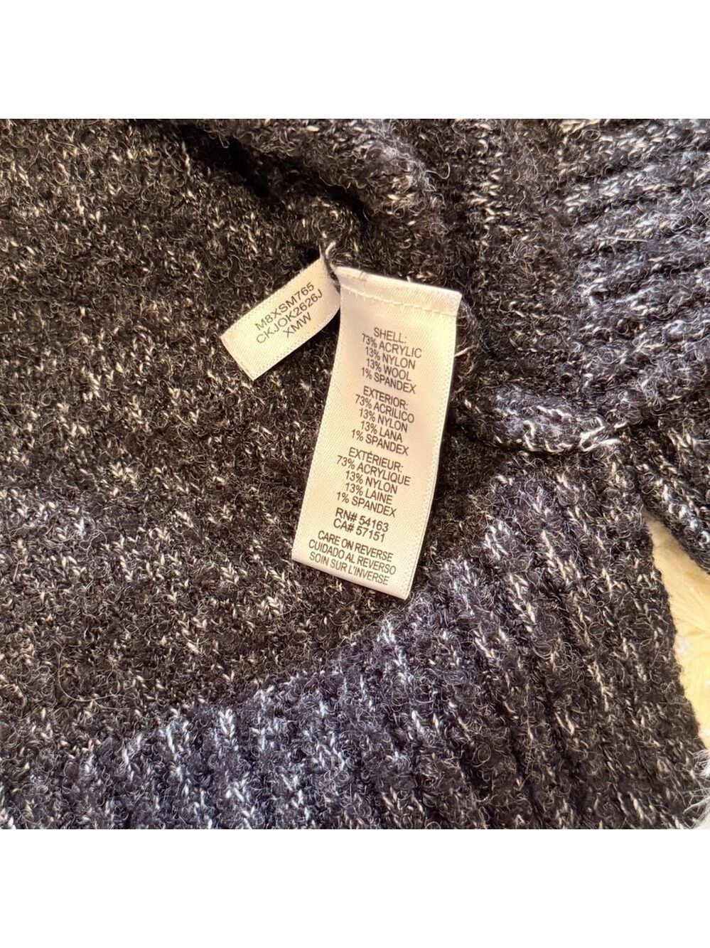 Womens Calvin Klein Cowl Neck Sweater Charcoal Grey Knit Size Medium Minimalist - Picture 4 of 4